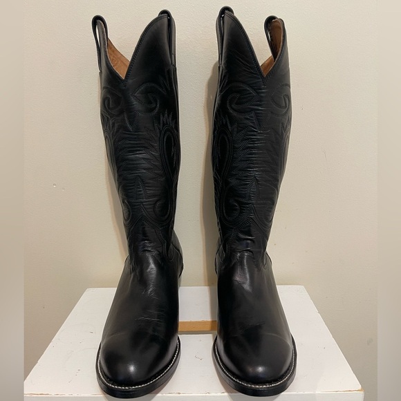 NWT Alberta Boot Black Kangaroo Leather Cowboy Boots Western Boots Women Size 11 - Picture 2 of 10